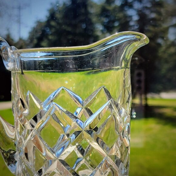 Antique EAPG Glass Creamer Challinor Taylor & Co, Beveled Diagonal c.1890 USA - Picture 4 of 12